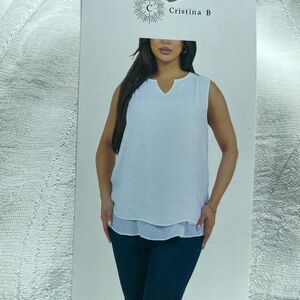 Cristina B Ladies' Sleeveless Blouse White Size XL
